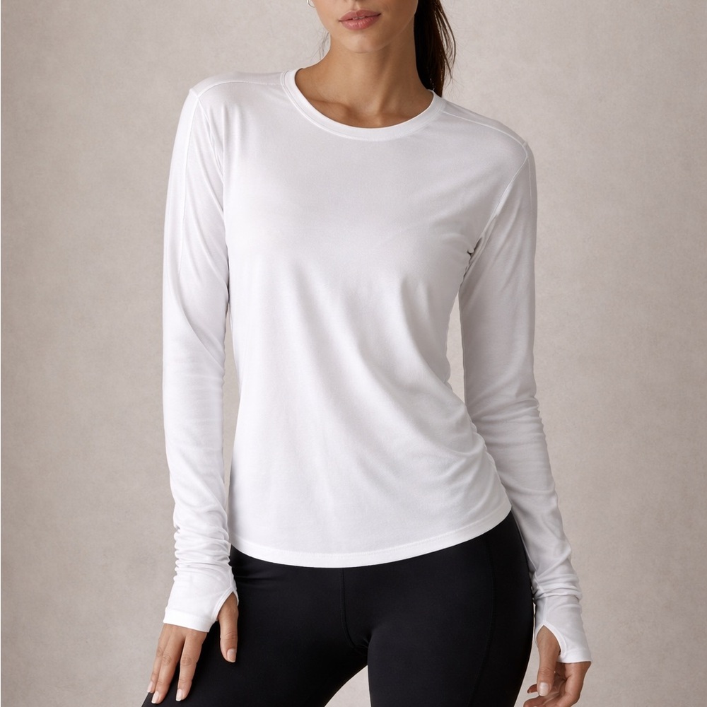 Lululemon Athletica Lightweight Long-Sleeve Crew Tee Size L Crip White Thumbhole